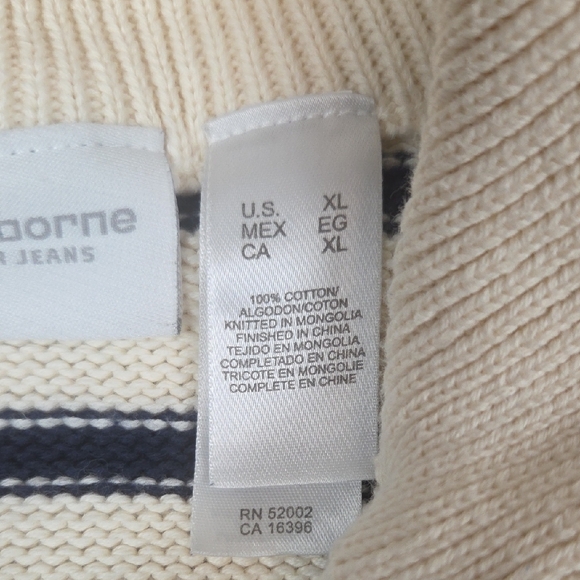 Liz Claiborne Ivory and Navy Striped Knit Top - Picture 4 of 10